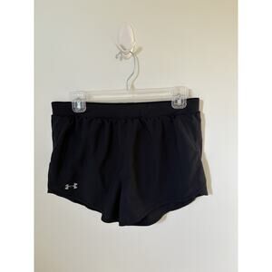 Under Armour Womens Size M Shorts HeatGear Black Running Loose Fit Lined Stretch